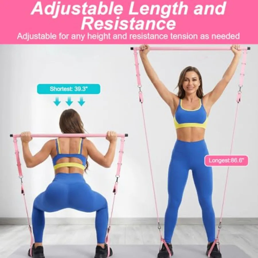 Pilates Bar Kit with Resistance Bands Multifunctional Pilates Bar for Women Men Pilate Equipment Pilate Workout Equipment for L