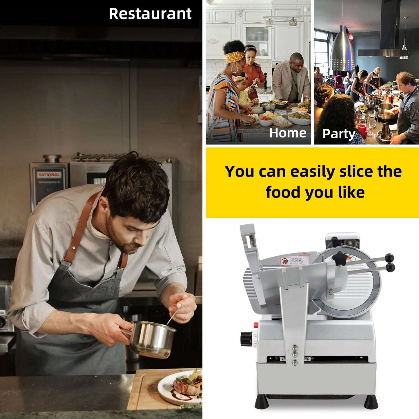 Automatic Meat Slicer, 240W+430W Dual Motor Design with 10" Stainless Steel Removable Blade, Child Lock Protection, For Home