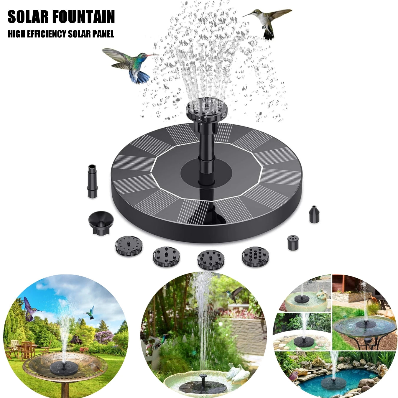 Mini Solar Water Fountain - Outdoor Pool, Pond, & Bird Bath Decoration, Solar Powered Waterfall Garden Fountain