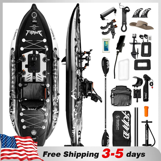 Spatium Fishing Kayak Boat Pedal Drive Sit on Top Pedal Drive Kayak Power System Orientation System, 11'*48"*6",Capacity 660LBS