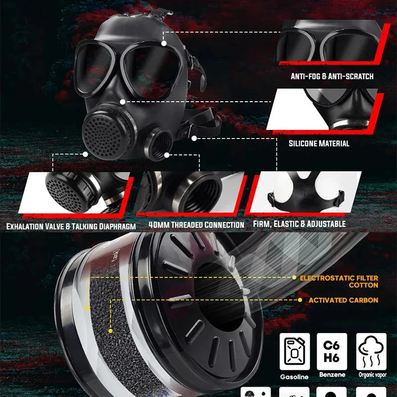 New 87 Respirator, Full Face Gas Mask with Activated Carbon Filter for Vapour, Chemical, Nuclear Contamination Protection