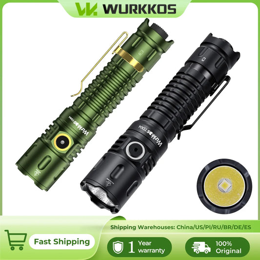 Wurkkos TD04 Flashlight 21700 Rechargeable Dual-Mode Tactical Flashlight USB-C Interface 3000 Lm Everyday Carry with Tail Switch