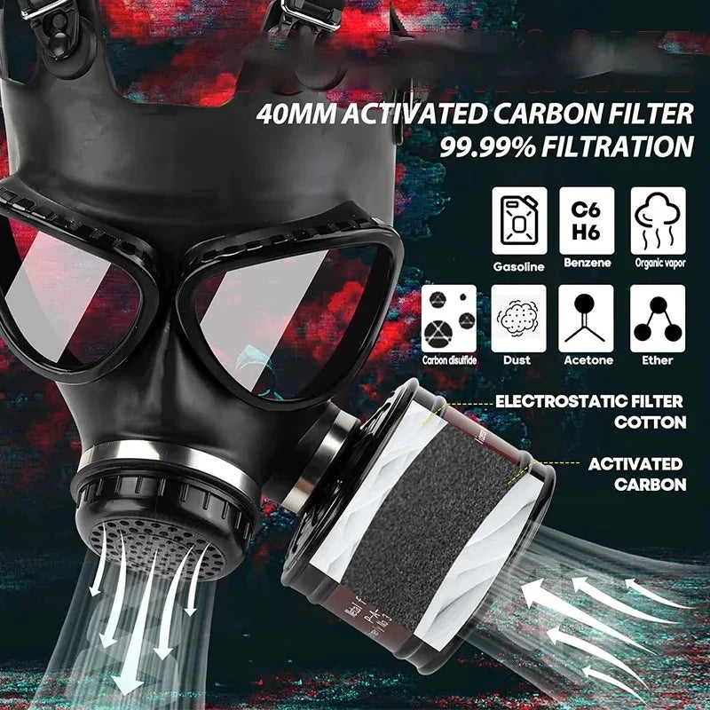 New 87 Respirator, Full Face Gas Mask with Activated Carbon Filter for Vapour, Chemical, Nuclear Contamination Protection