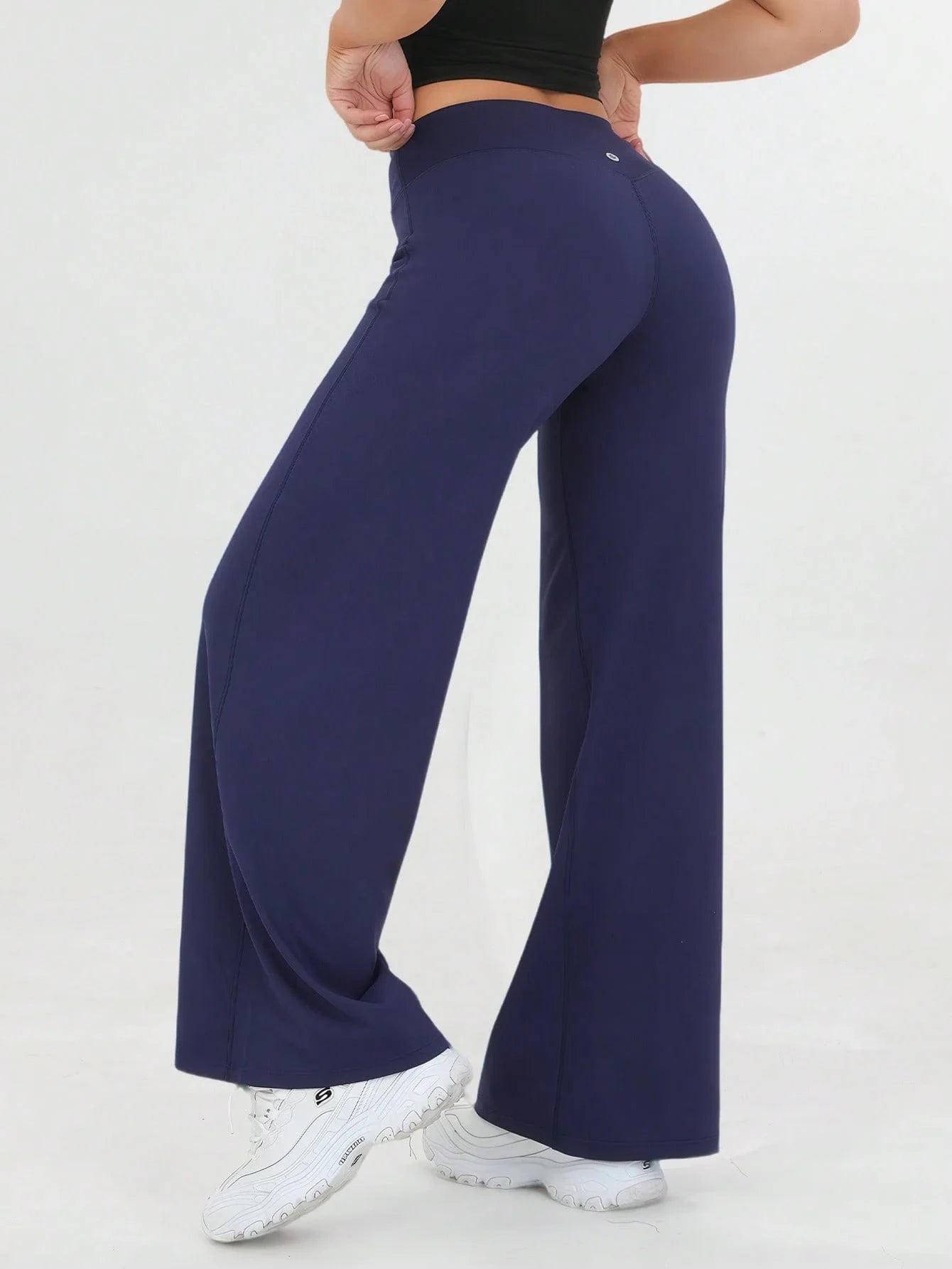 Womens High Waist Wide Leg Flare Pants Casual Sport Leggings