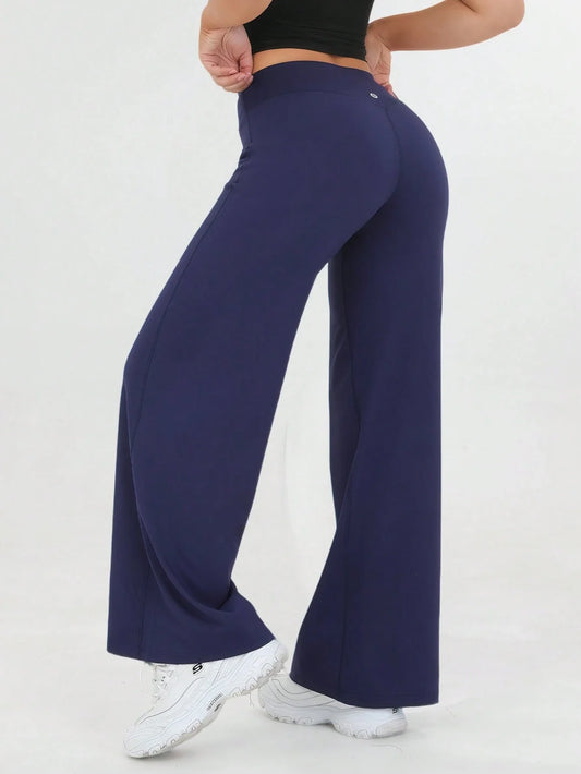Womens High Waist Wide Leg Flare Pants Casual Sport Leggings