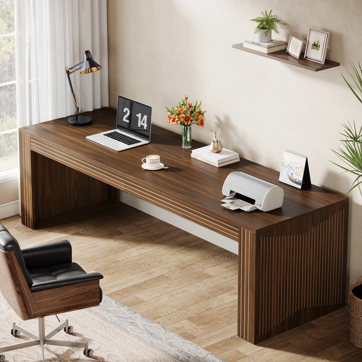 Tribesigns 79-Inch Extra Long Desk, Two Person Double Desk for Home Office, Wooden Long Computer Desk Writing Table for Office