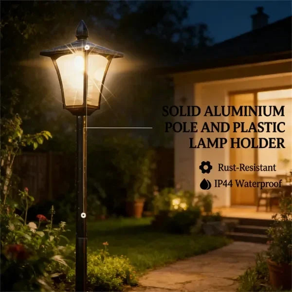 Solar light set with flower pot, soft glow, black design
