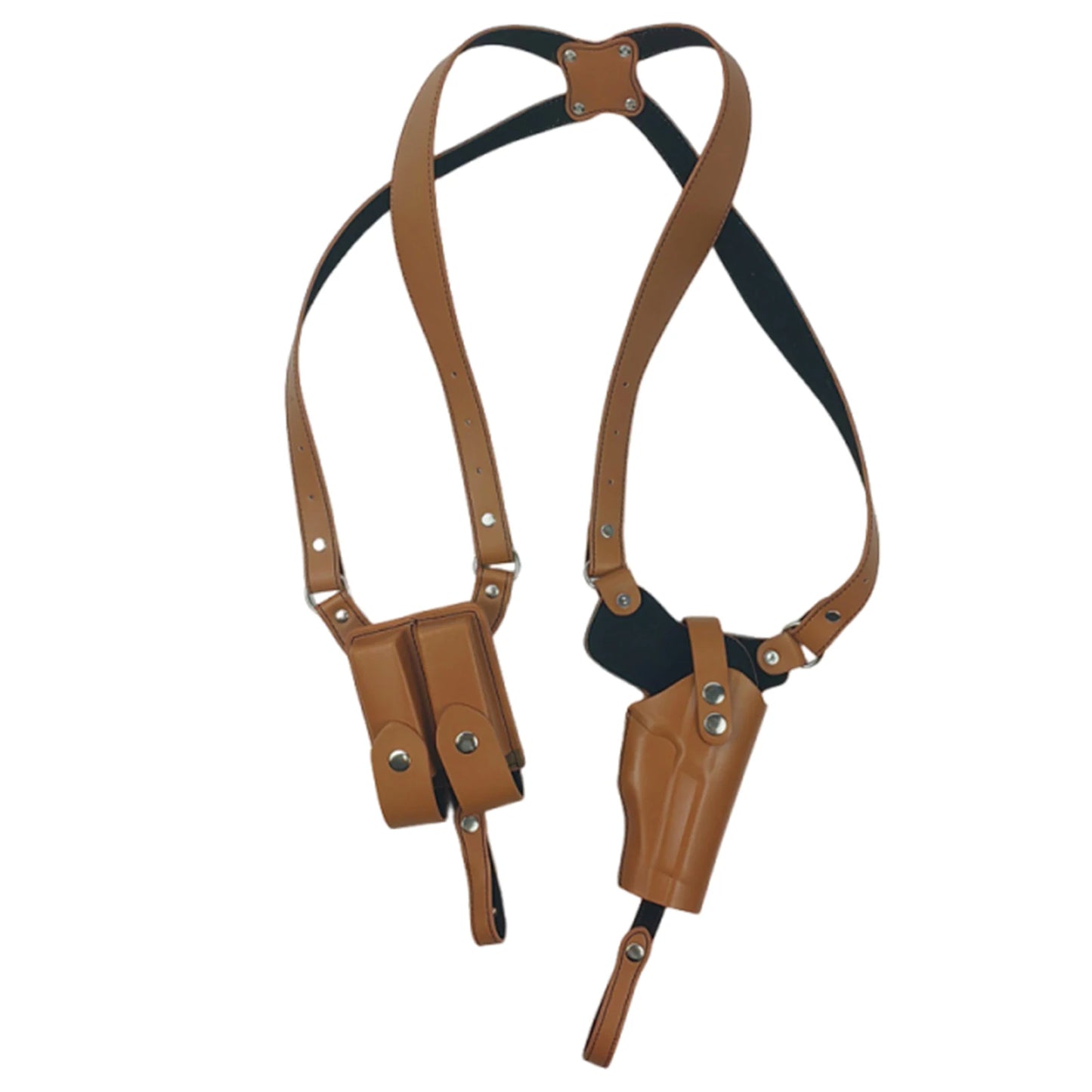 Leather General Vertical Gun Holster with Double Mag Fit Adjustable Vertical Concealed Holster Universal Fit for Most Pistols