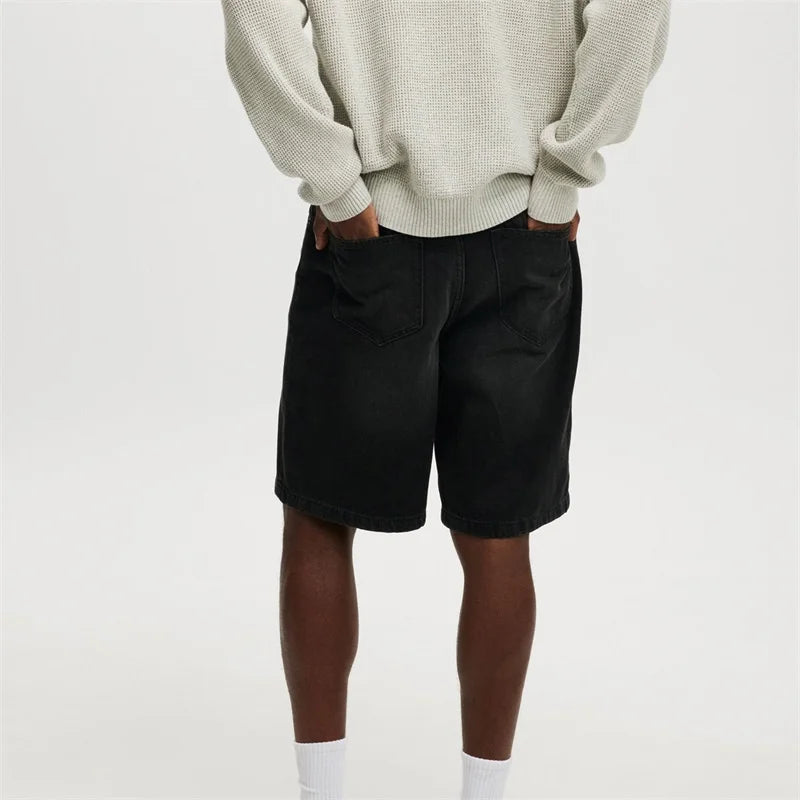 Men s Vintage Washed Denim Shorts with Relaxed Fit and High Waist for a Stylish Summer Look