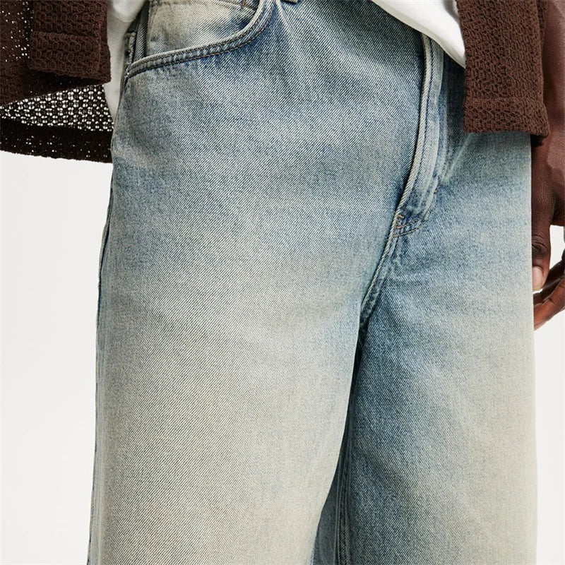 Men s Vintage Washed Denim Shorts with Relaxed Fit and High Waist for a Stylish Summer Look