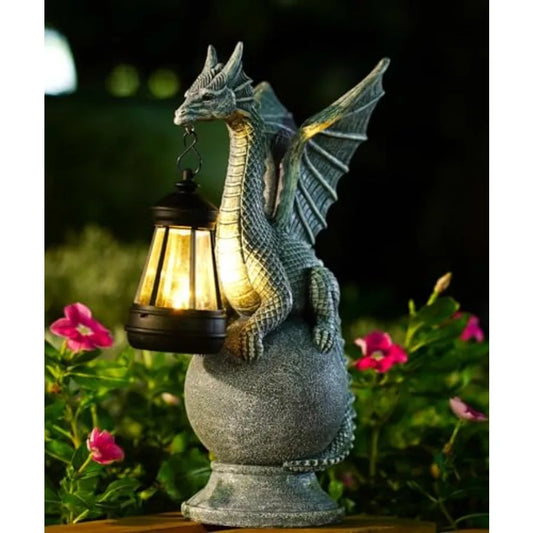 Dragon on Ball Statues Garden Decor Outdoor Art Figurine for Patio Balcony Yard Lawn in Bronze Finish with Detailed Sculpture D
