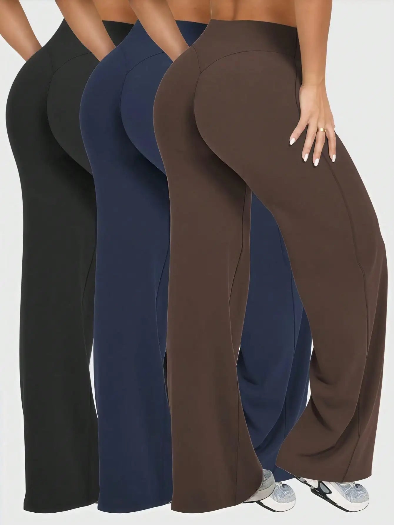 Womens High Waist Wide Leg Flare Pants Casual Sport Leggings