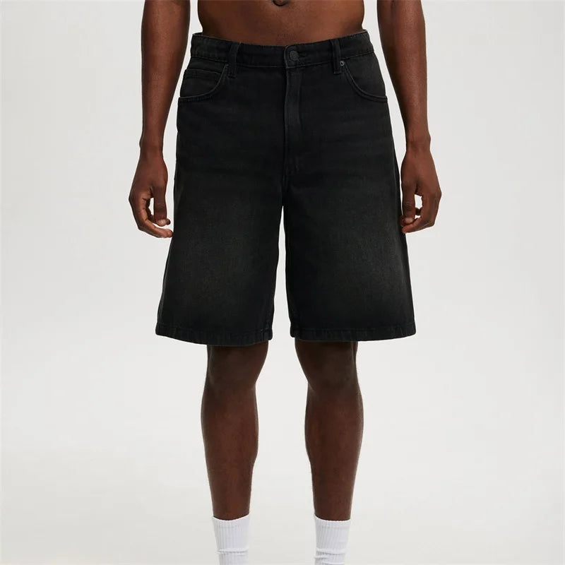 Men s Vintage Washed Denim Shorts with Relaxed Fit and High Waist for a Stylish Summer Look