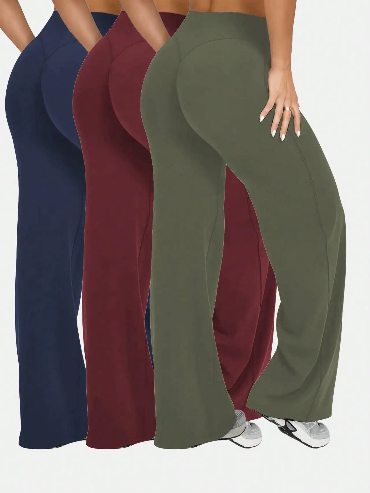 Womens High Waist Wide Leg Flare Pants Casual Sport Leggings