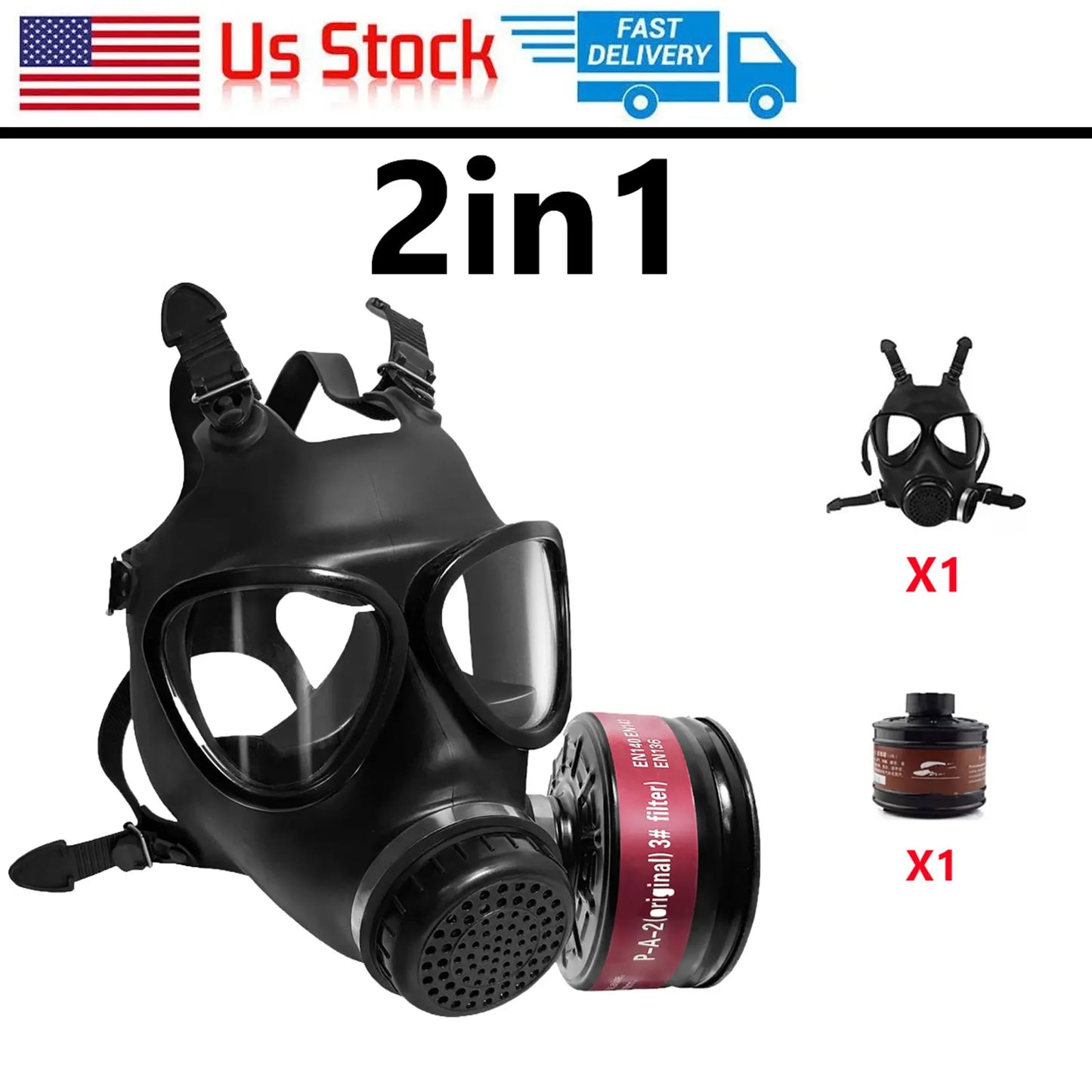 New 87 Respirator, Full Face Gas Mask with Activated Carbon Filter for Vapour, Chemical, Nuclear Contamination Protection