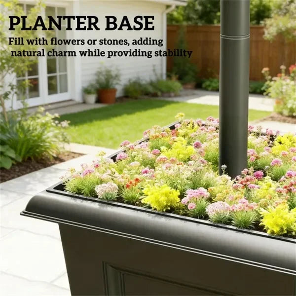 Solar light set with flower pot, soft glow, black design