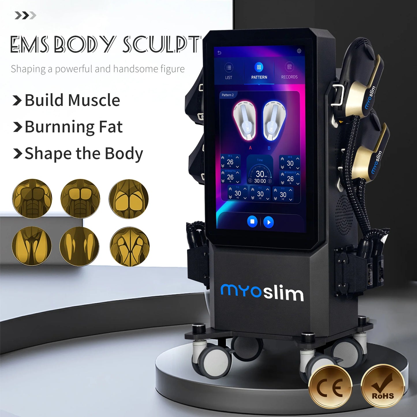 EMS RF Body 6500W Sculpting Machine Muscle Stimulator for Non-Invasive Contouring and Toning Salon Device Shaping Professional