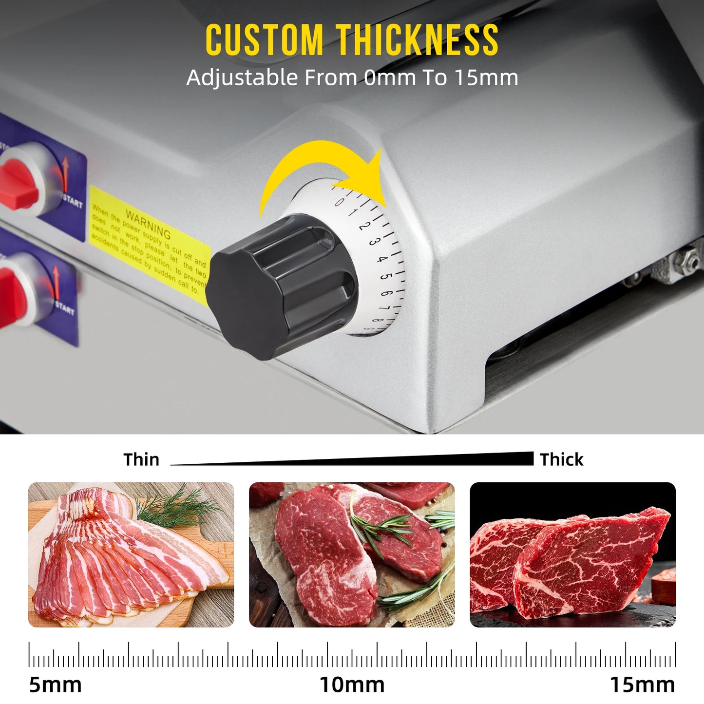 Automatic Meat Slicer, 240W+430W Dual Motor Design with 10" Stainless Steel Removable Blade, Child Lock Protection, For Home